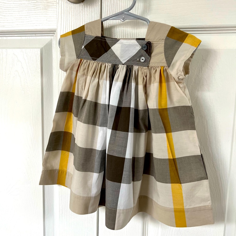Baby girls Burberry Yellow Plaid dress 9m
